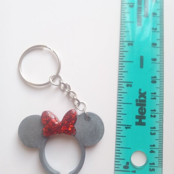 Red Glitter Bow Keychain - Picture 3 of 3